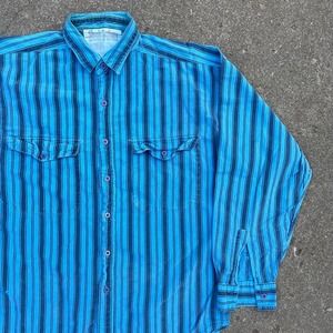 Y2K Striped Button-Up Shirt Men's Large